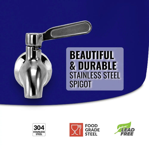 Dispensador de agua de vasija de cerámica y porcelana GEO con soporte - Azul 