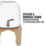 GEO Porcelain Ceramic Crock Water Dispenser w/ Stand - White