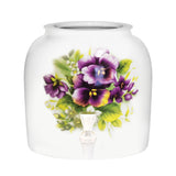 GEO Porcelain Ceramic Crock Water Dispenser - Purple Pansies