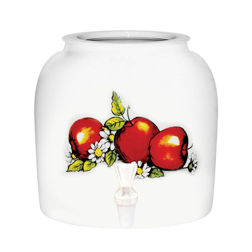 GEO Porcelain Ceramic Crock Water Dispenser - Red Apples