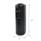 Introducing the Hot & Cold Top Load Water Cooler - 520 Series: a sleek black, cylindrical water dispenser featuring both hot and cold taps. Measuring 38.6 inches in height and 12.6 inches in width and depth, this model includes a convenient cup dispenser area and durable stainless steel reservoirs to ensure clean water storage.
