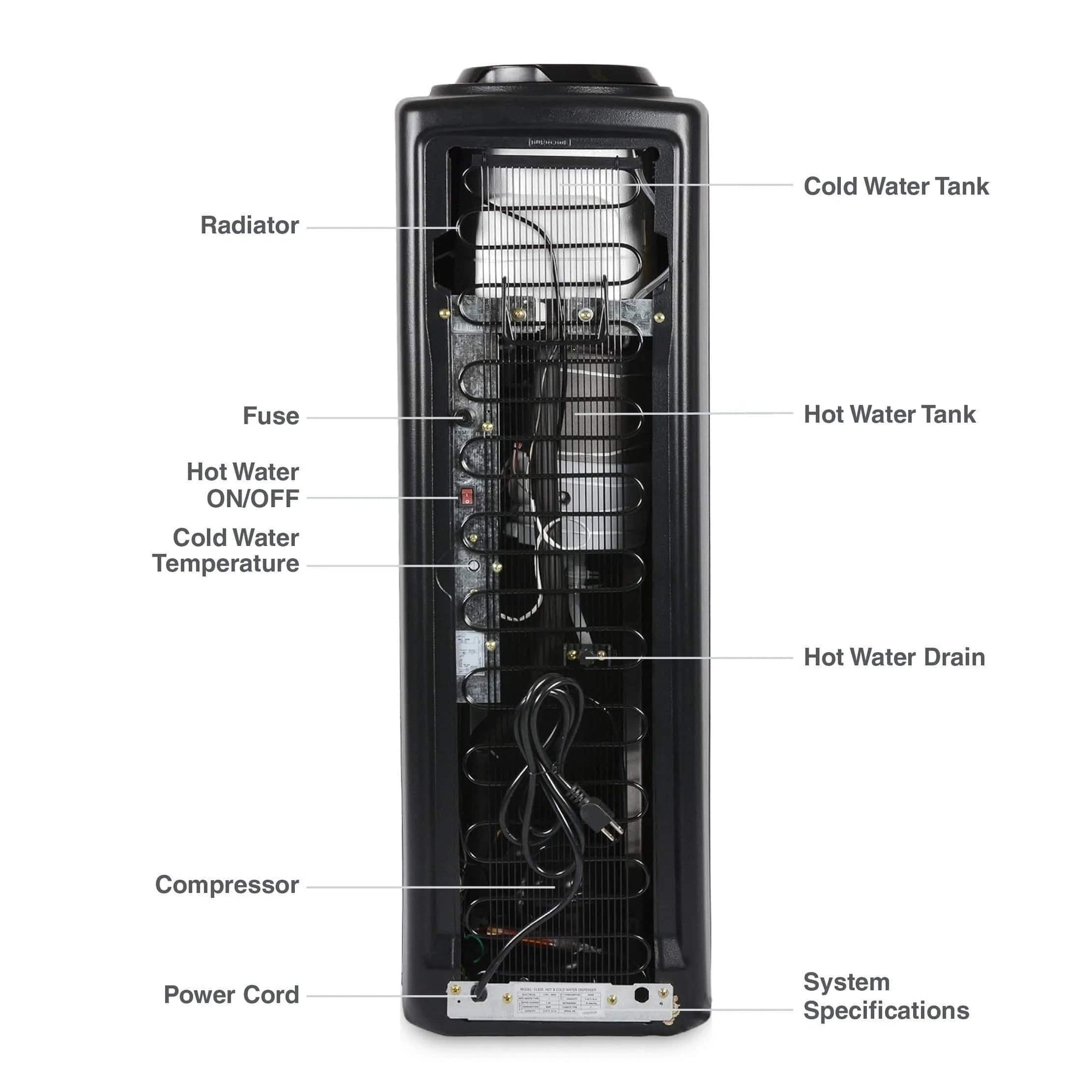 Hot and Cold Water Dispenser Cooler Top Load, Black, Brio Essential - water cooler