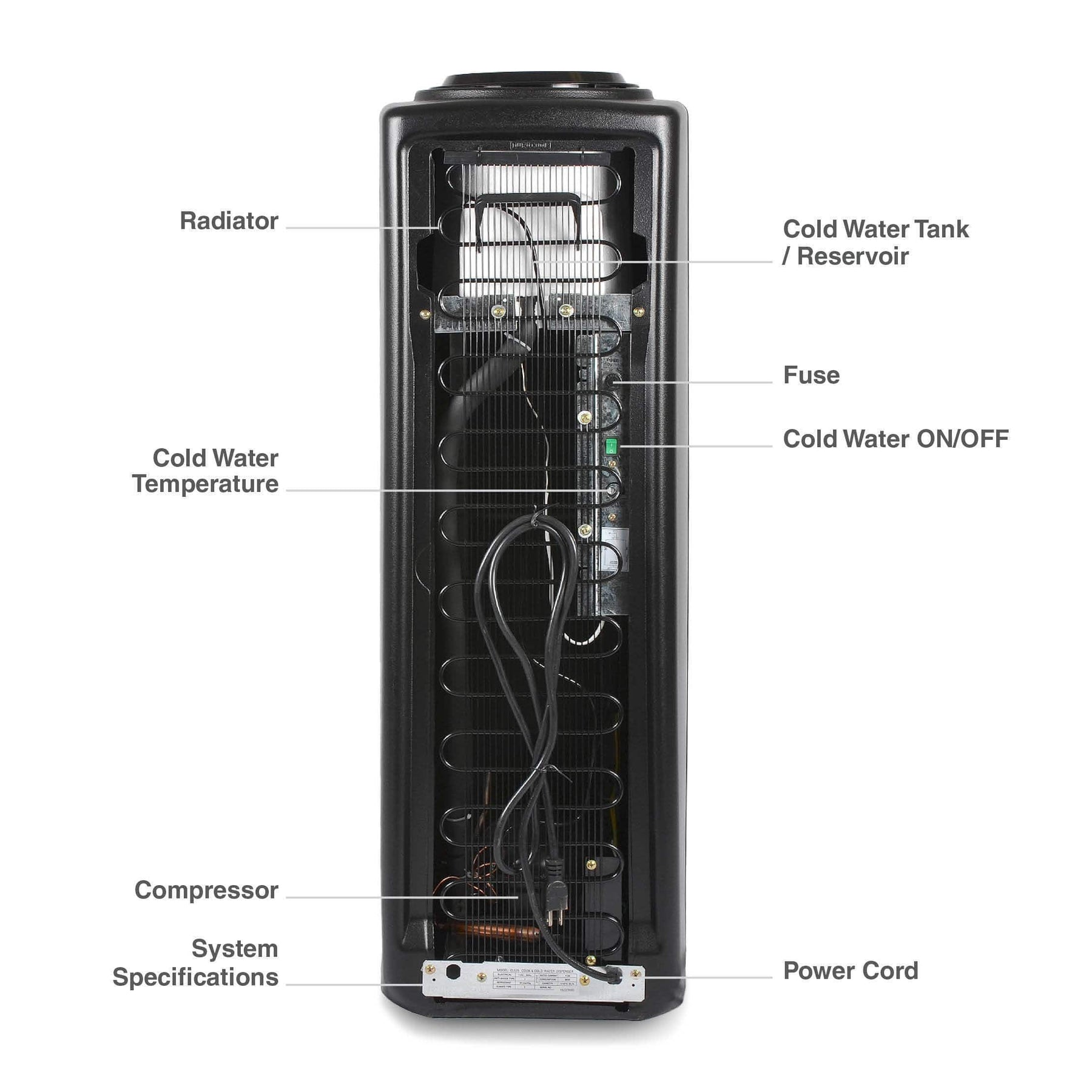 Room Temp and Cold Water Dispenser Cooler Top Load, Cook and Cold, Black, Brio Essential - water cooler