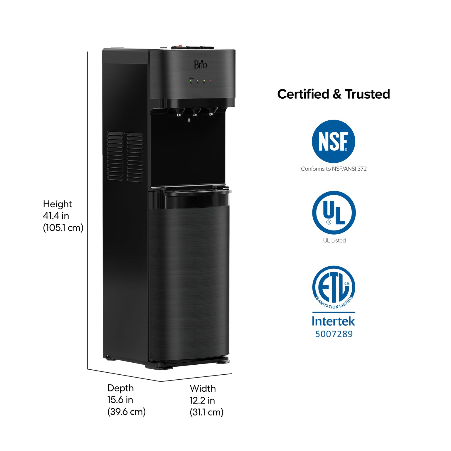 500 Series SelfCleaning Bottom Load Water Cooler, Black Brio Brio