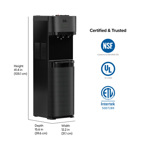 Brio 500 Series Self-Cleaning Black Stainless Bottom Load Water Cooler