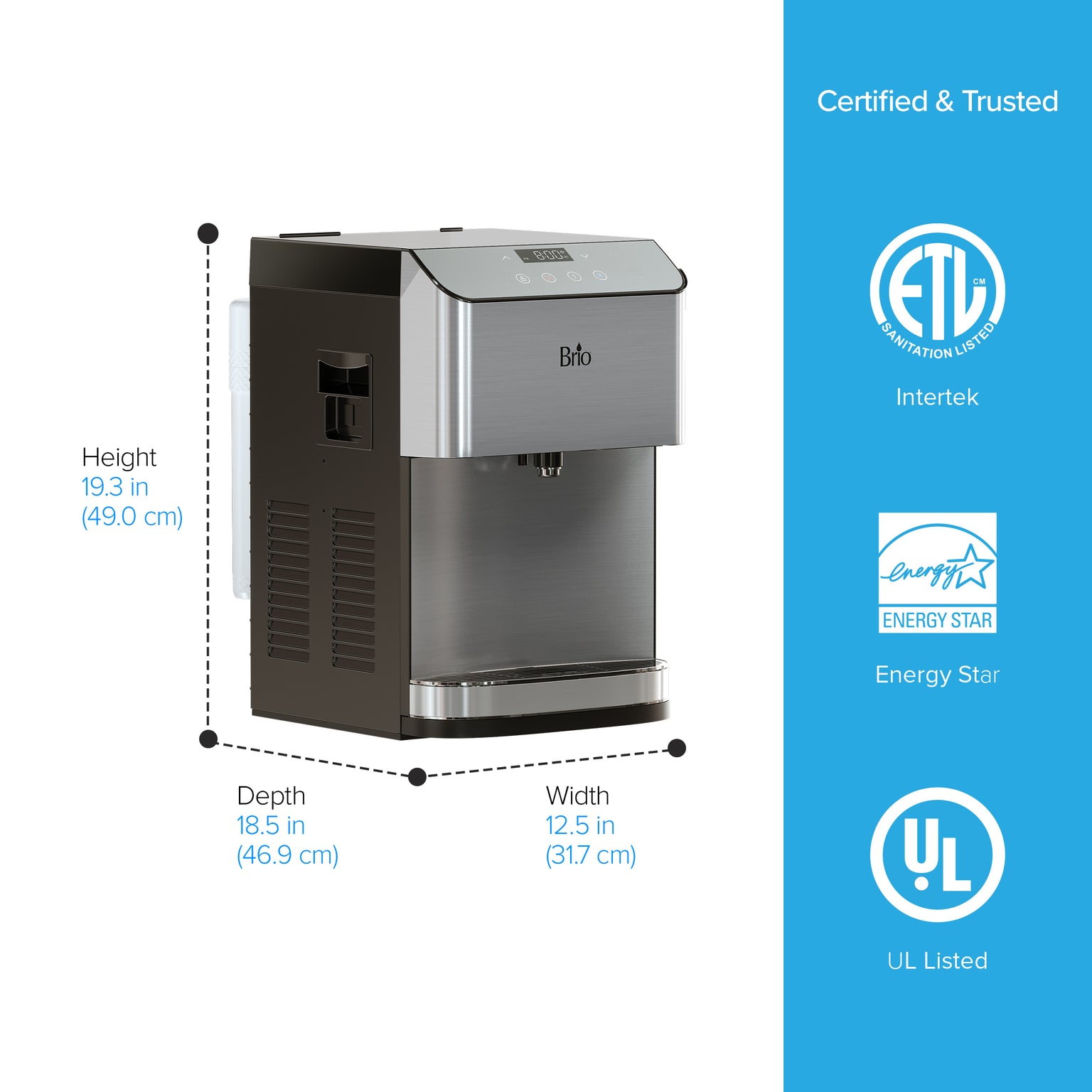 Brio Moderna Touchless 3-Stage Bottleless Countertop Water Cooler ...