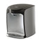 Introducing the Stainless Steel Bottleless Countertop Water Dispenser - Model 820, featuring a sleek stainless steel and black design with digital controls conveniently located on top. Branded by Brio, this dispenser offers a 2-stage filtration system for cleaner drinking water and includes a spout, drip tray, fast dispensing capabilities, and a minimalist aesthetic.