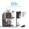 A partially disassembled Countertop Top Load Water Cooler - 520 Series is displayed, showcasing its stainless steel construction along with internal components and panels. Above, the Brio logo with a water drop and the text “Engineered with precision” are visible.
