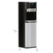 The 2-Stage Bottleless Water Filtration Dispenser - 420 Series features a sleek black and silver finish, user-friendly touch controls, and a bottom-loading design. Its dimensions are height 40.5 in (103 cm), width 12.2 in (30.8 cm), and length 14.2 in (36 cm). Equipped with advanced self-cleaning technology, this modern dispenser delivers fresh, filtered water with minimal maintenance required.