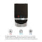 Front view of the 2-Stage Filtered Water Dispenser - 520 Series with stainless steel accents, icon-labeled buttons for hot, room, and cold water. Instant temperature options are listed beneath the unit. Bottleless with advanced 2-stage filtration.