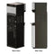 Two views of the 2-Stage Filtered Water Dispenser - 520 Series: left image shows the black back with exposed coils and vents; right image shows the side profile with a stainless steel panel and dispensing area.