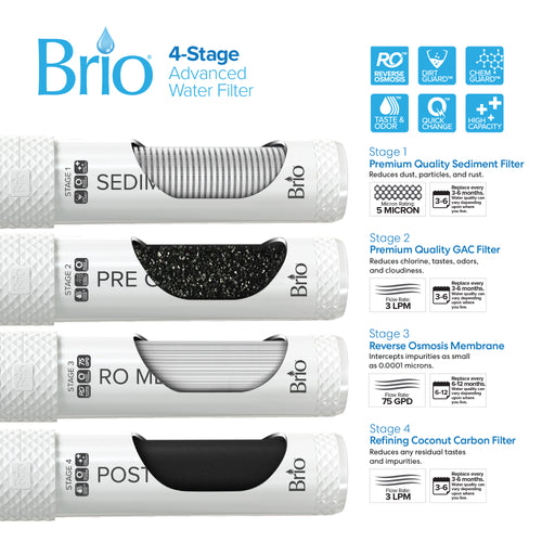 Brio Moderna 4-Stage Reverse Osmosis Bottleless Water Cooler Black Stainless