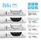 Image displaying the Touchless 4-Stage Reverse Osmosis Bottleless Water Cooler - Moderna Series, with clearly labeled filter stages: Sediment, Carbon Block, Reverse Osmosis, and Coconut Carbon. Features icons and detailed descriptions outlining each stage’s function and specifications—perfect for integration with a reverse osmosis water cooler or a bottleless water cooler system.