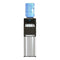 The Top Load Water Cooler - 420 Series is a silver and black dispenser with a large blue water jug on top, featuring front push buttons for easy water dispensing and stainless steel reservoirs for enhanced durability and purity.