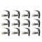 Twelve Brio Water Dispenser Replacement Valves (12-Pack, multiple colors), perfect for water bottle dispensers and porcelain crocks, with black levers and white washers, are neatly arranged in a grid on a white background.