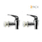 Two Water Dispenser Replacement Valves (2-Pack) in chrome with black levers, suitable for porcelain water crocks or water bottle dispensers, are displayed side by side on a white background. “2 PACK” text is shown in the upper right corner. These BPA-free valves are designed for safe, everyday use.