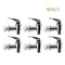Six Brio Water Dispenser Replacement Valves (6-Pack) in chrome, perfect for porcelain water crocks or dispensers, are arranged in two rows of three on a white background with "6 PACK" in the top right corner.