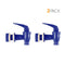 Two blue Water Dispenser Replacement Valves (2-Pack) with white washers, displayed side by side on a white background. Ideal for porcelain water crocks or water bottle dispensers, these valves are made from BPA-free materials. “2 PACK” is displayed in black and orange text in the upper right corner.