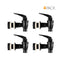 Four BPA-free black Water Dispenser Replacement Valves (4-Pack) with white washers are arranged in a grid on a white background, ideal for water bottle dispensers and porcelain crocks. "4 PACK" appears in the top right corner.