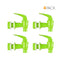 Four green Water Dispenser Replacement Valves (4-Pack) with white washers are shown side by side, each facing right. The top right corner displays "4 PACK" in orange—ideal for water bottles or porcelain water crocks.