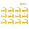 Twelve Water Dispenser Replacement Valves (12-Pack) in yellow BPA-free plastic with handles are shown in three rows of four, with "12 PACK" in black and orange, ideal for porcelain water crocks or water bottle dispensers.