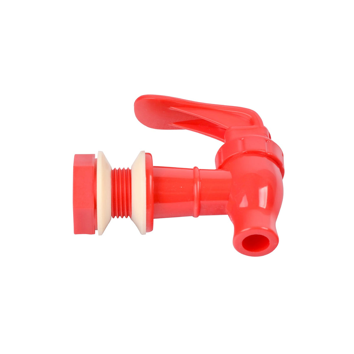 Water Dispenser Replacement Valves (12-Pack) in multiple colors. Each BPA-free plastic spigot has a lever handle and threaded attachment for water bottles or porcelain crocks. Shown on a white background.