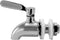 A close-up of the Beverage Dispenser Replacement Spigot in chrome, featuring a horizontal lever handle and threaded components, shown against a white background for easy installation.