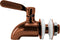 The Beverage Dispenser Replacement Spigot in bronze features a flat lever handle, white plastic washers, and a threaded mounting section with a nut for easy installation and improved leak protection.