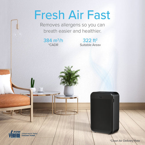 Lago 322 Sq. Ft. 3-Stage Filter Air Purifier Black