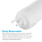 The 5 Micron Inline U-Type Coconut Shell G.A.C Filter, 11" - Premiere Series is a white cylindrical filter with two quick-connect points, designed for easy, tool-free replacement in your RO system. User-friendly and efficient for hassle-free installation.
