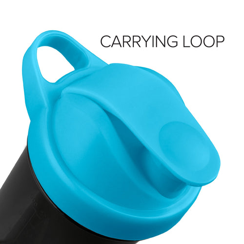 24 oz. BPA-Free Black Shaker Bottle - Mulitple Cap Colors