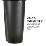 24 oz. BPA-Free Black Shaker Bottle - Mulitple Cap Colors