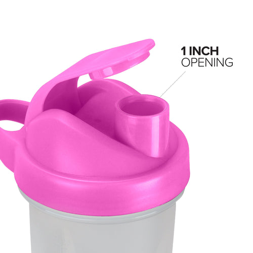 24 oz. BPA-Free Clear Shaker Bottle - Mulitple Cap Colors Pink