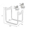 The Stainless Steel Single Water Bottle Stand - White measures 12" tall, 10.5" long, and 7.75" wide—ideal for supporting water dispensers or 5-gallon bottles. Displayed above are two valve types (48mm and 55mm) for reference.