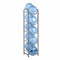 The Single Column 5-Bottle Storage Rack in gray neatly holds five water bottles horizontally in individual slots, offering a sleek and organized storage solution.