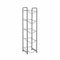 The Single Column 5-Bottle Storage Rack - Gray is a tall, narrow rack with five open shelves, perfect for organizing wine or water bottles horizontally in a sleek stainless steel design.