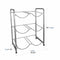 The Double Column 6-Bottle Storage Rack - Gray features a three-tier metal design with curved holders, ideal for wine or water bottles, and measures 30"H x 25.25"W x 13"L.