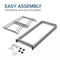 Metal frame pieces, screws, bolts, and hardware for the Double Column 6-Bottle Storage Rack - Gray are arranged on a white background with text above that reads, EASY ASSEMBLY. All hardware and tools included.