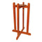 The Crock Water Dispenser Stand 30″—available in assorted colors—features four vertical legs, a round top, and crossbars at the base for added stability. Designed in a mid-century style, this space-saving stand boasts a warm orange-brown finish that brings timeless charm to any room.
